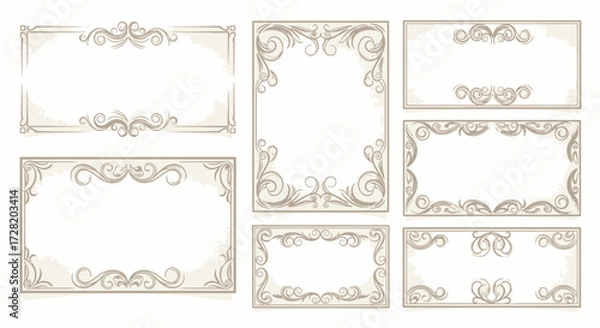 Obraz Elegant vintage ornate frames and borders collection perfect for invitations, certificates, and decorative design projects with classic appeal
