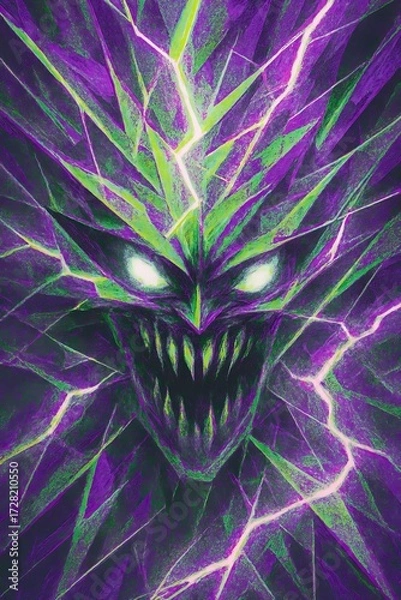 Fototapeta Lightning-Filled Grin of the Shattered Beast