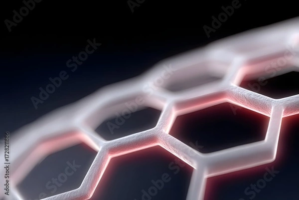 Fototapeta Close-Up View of Hexagonal Structure in Abstract Design with Light Effects