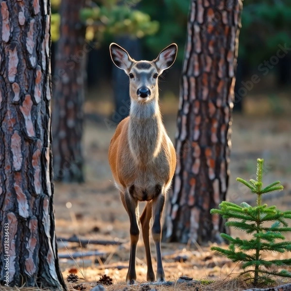 Fototapeta Deer in a serene forest setting nature photography natural habitat wildlife close-up view