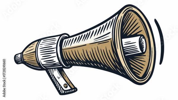 Obraz Vintage megaphone illustration with sound waves