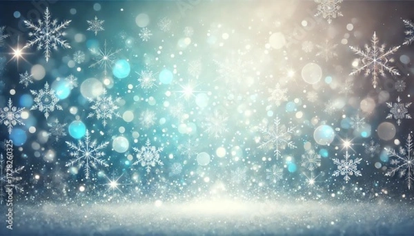 Fototapeta A dreamy winter background with a gradient of cool blue tones fading into white at the bottom