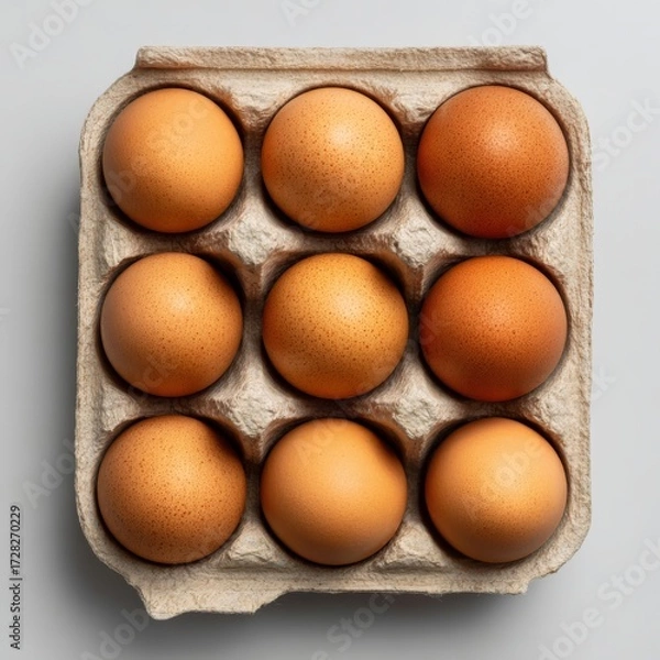 Obraz fresh brown eggs arranged in a cardboard box