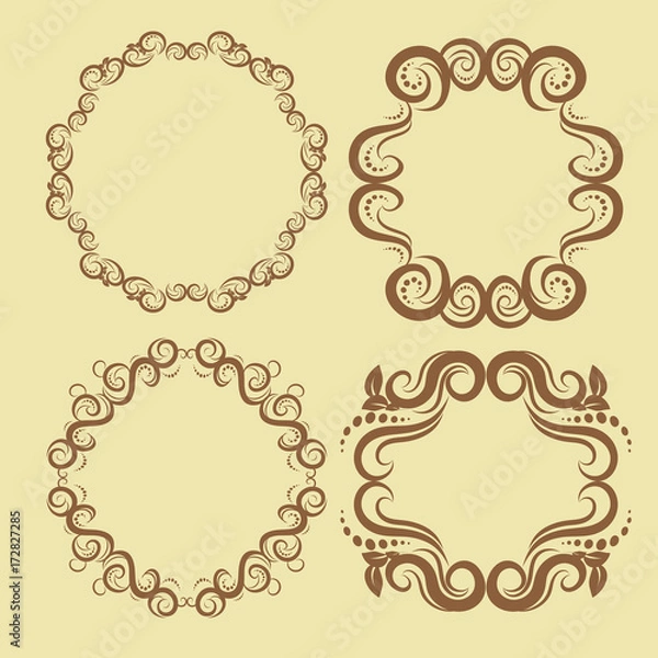 Obraz illustration of set of vintage design elements