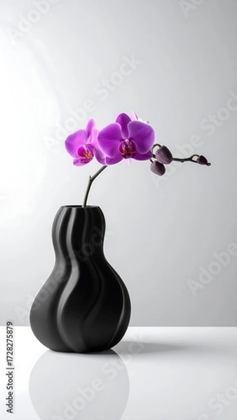 Fototapeta Purple orchid in dark vase