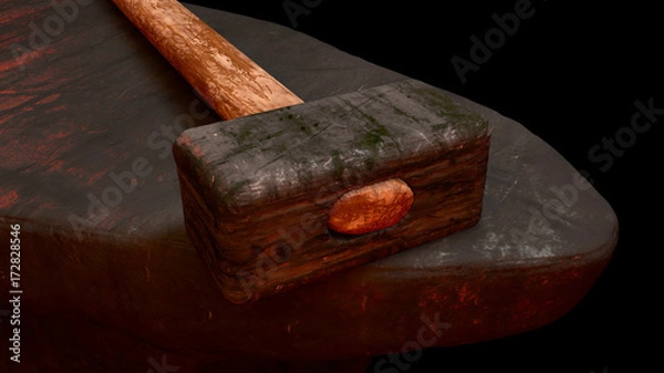 Fototapeta The image of a forge hammer 3D illustration