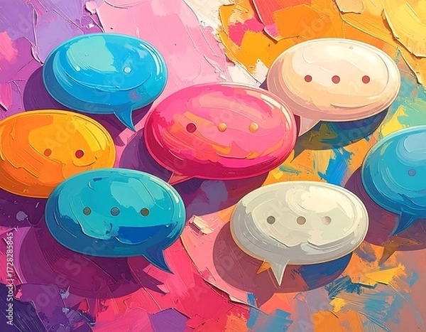 Fototapeta Vibrant Communication Bubbles on a Textured Canvas