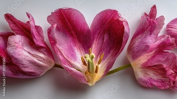 Fototapeta Flower in Shape of a Heart Made of Tulip Petals. A Romantic and Creative Floral Design.