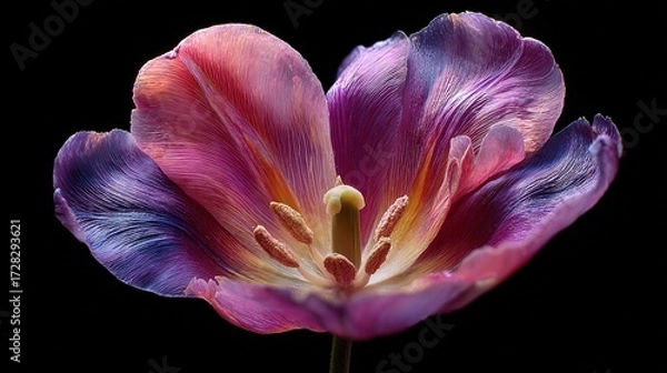 Fototapeta Flower in Shape of a Heart Made of Tulip Petals. A Romantic and Creative Floral Design.