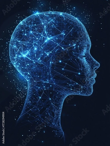Fototapeta Abstract human head consists of connected dots2