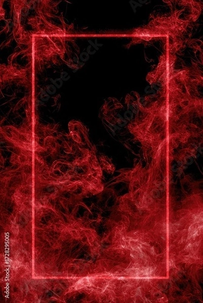Obraz Intense red smoke fills a framed rectangular space against a black backdrop.