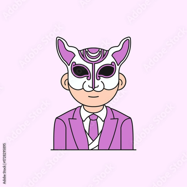 Obraz Man Rabbit Mask Avatar Vector Illustration