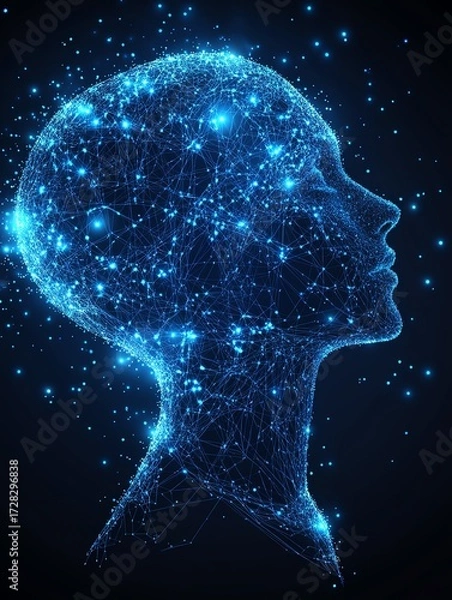 Fototapeta Abstract human head consists of connected dots3