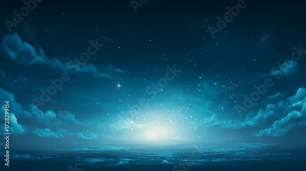 Fototapeta Radiant Milky Way in a Dreamy Night Sky with Shining Stars and a Touch of Dawn Light