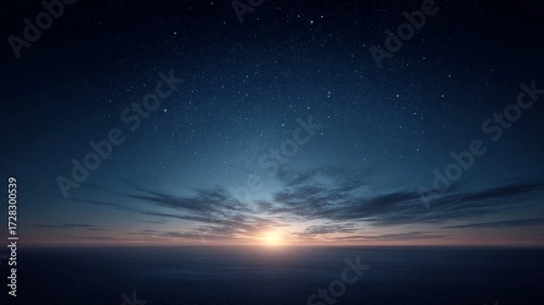 Fototapeta Radiant Milky Way in a Dreamy Night Sky with Shining Stars and a Touch of Dawn Light