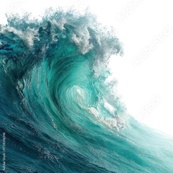 Fototapeta Majestic Ocean Wave Turquoise Water Power Nature isolated on a white background