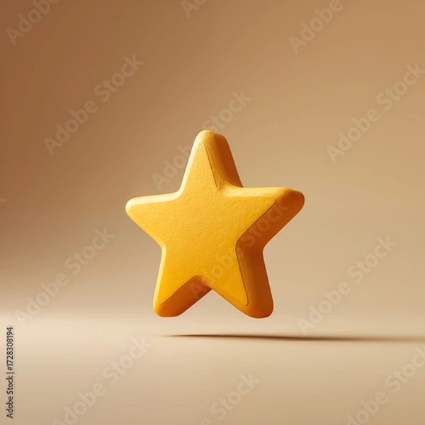 Fototapeta Golden star icon floating on gradient background, perfect symbol for rating, achievement and success in business and award concepts