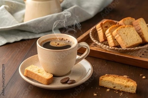 Obraz coffee and cake rusks 