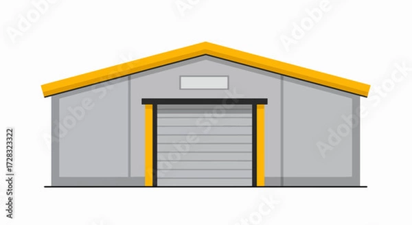 Fototapeta Clean Front View of a Modern Industrial Warehouse Building Vector Illustration