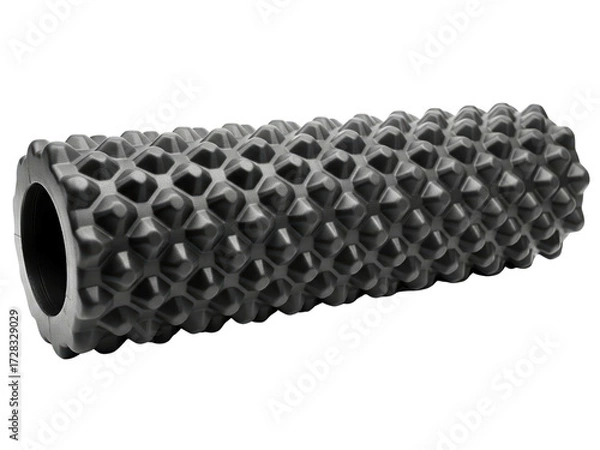 Fototapeta Black deep tissue massage foam roller for muscle recovery on a transparent background