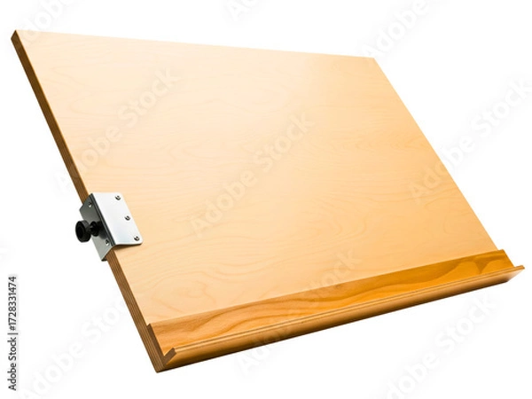 Fototapeta Adjustable wooden tabletop artist drawing and sketching board on a transparent background