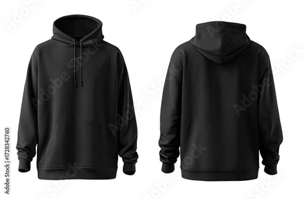 Fototapeta Front and back view of a dark hoodie
