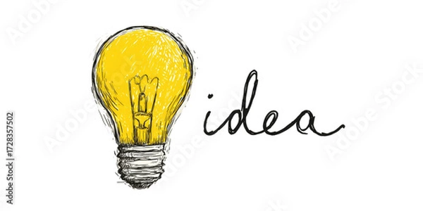 Fototapeta Hand-drawn lightbulb with the word "idea