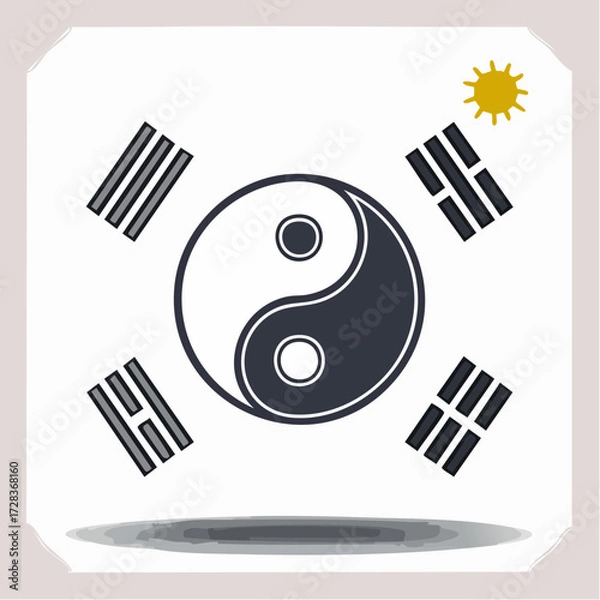 Fototapeta South Korea flag vector icon in a modern, stylized design. A simple graphic illustration of the national Taegeukgi symbol for cultural representation