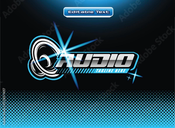 Obraz Dynamic audio logo template with editable text, perfect for sound design companies and music production studios seeking a vibrant brand identity now