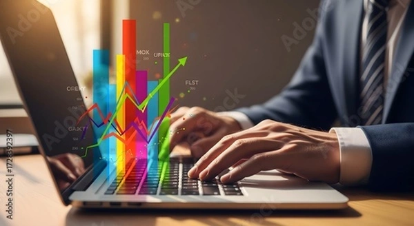 Fototapeta Data Analysis and Business Intelligence on Laptop