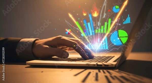 Fototapeta Data Analysis and Business Intelligence on Laptop