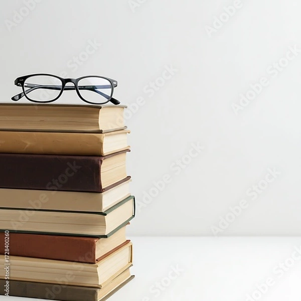 Fototapeta Stack of Books with Reading Glasses on Top Studying Concept