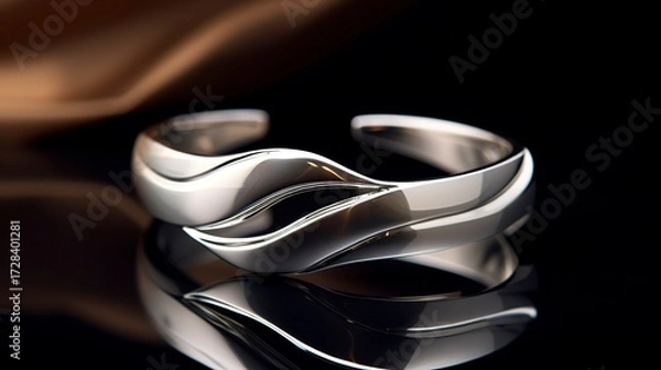Fototapeta A photo of a sleek silver open cuff.