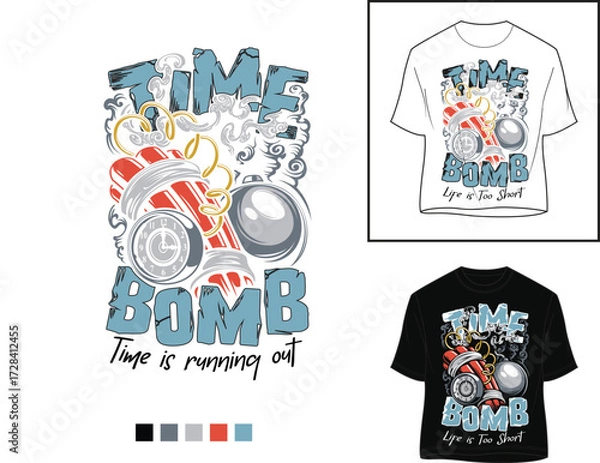 Obraz Time is Running Out | Life is Too Short Typography T-Shirt Design | Urgency & Countdown Vector Art Print Design