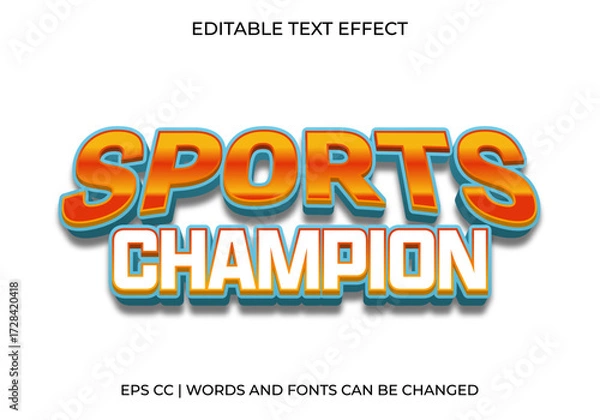 Fototapeta Sports Champion Text Effect, Bold Athletic Typography for Victory & Competition