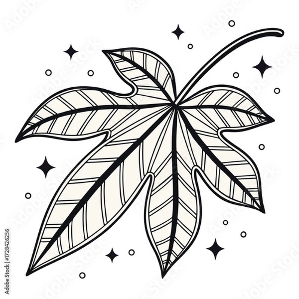 Fototapeta Autumn Leaf: A detailed illustration of a singular leaf in a fall aesthetic. Capturing the delicate beauty of nature.