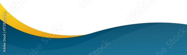 Fototapeta Blue and Yellow Wavy Banner. Curved header and footer.
