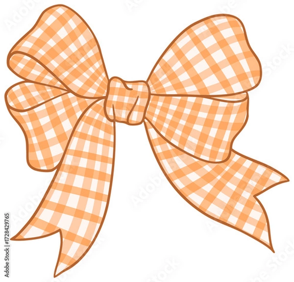 Obraz Orange gingham ribbon bow