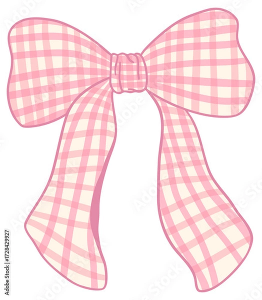 Obraz pink gingham ribbon bow