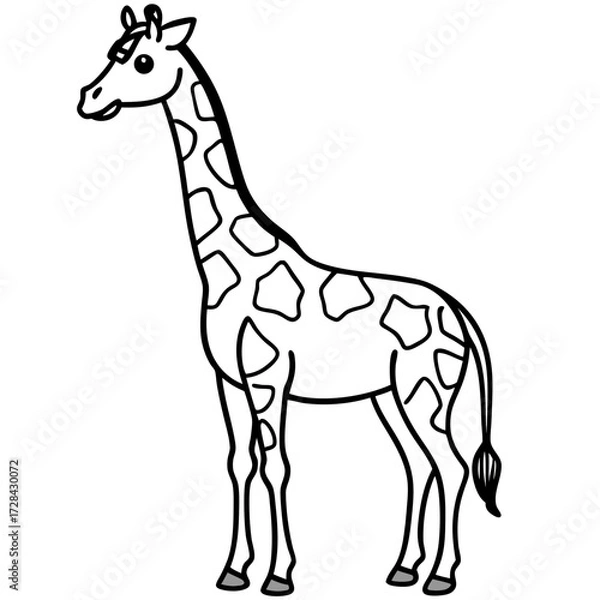 Fototapeta Giraffe Standing Outline Vector