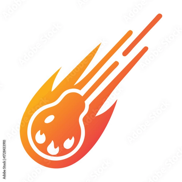 Fototapeta Fiery Guitar: A dynamic illustration of a stylized guitar engulfed in flames, symbolizing passion and the explosive power of music, set against a dynamic gradient.