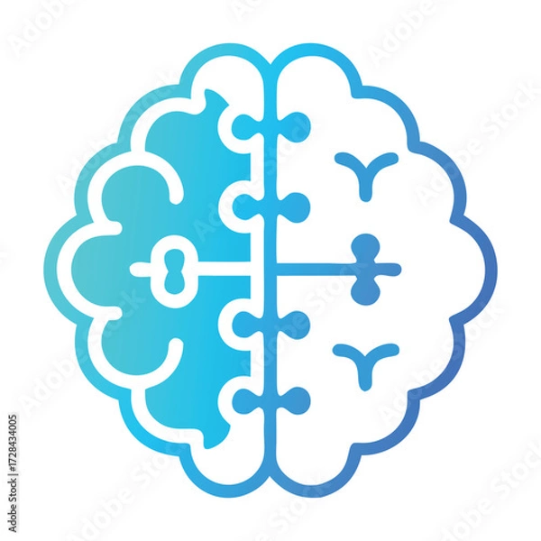 Fototapeta Brain Illustration: a sleek digital illustration of a human brain, meticulously designed with a clean gradient aesthetic. perfect for science, education, and technology-related projects. 