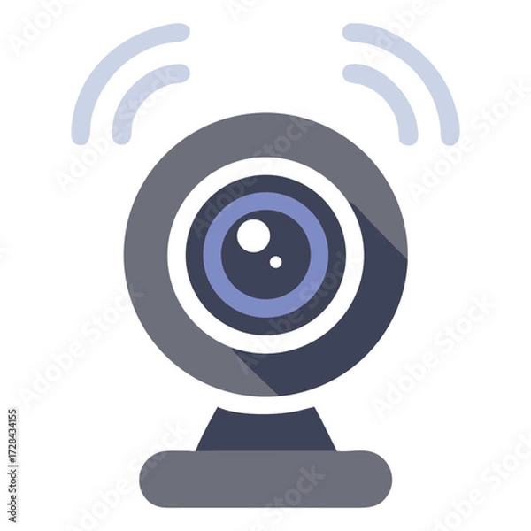 Fototapeta Webcam Icon: A stylized graphic representation of a modern webcam, depicting the essential elements of a lens, frame, and base. Evokes modern technology, online communication.