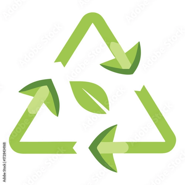 Fototapeta Recycle Symbol with Leaf: A visually engaging, modern interpretation of the iconic recycle symbol.