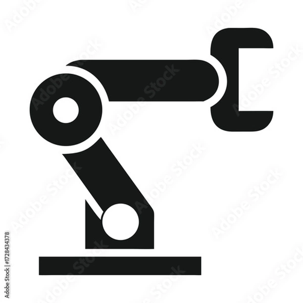Fototapeta Precision Automation: An industrial robot arm, depicted in stark black and white, symbolizes efficiency and innovation in modern manufacturing processes.