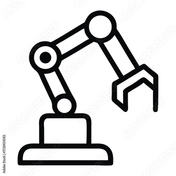 Fototapeta Robotic Arm: A simple, sleek illustration of a robotic arm, designed for precision and efficiency. The arm is depicted in a straightforward, modern style.