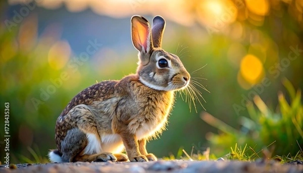 Fototapeta Rabbit in sunset light