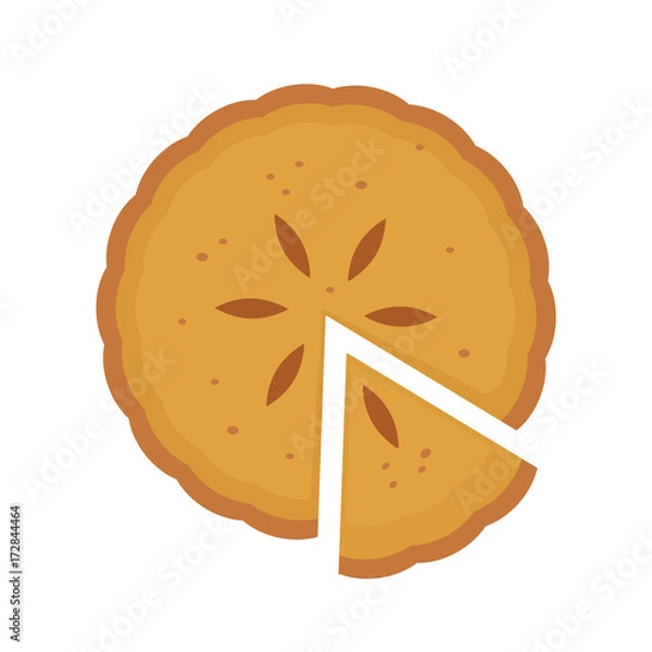 Fototapeta Homemade sliced pie with fruit filling. Vector flat cartoon illustration icon.Isolated on white background