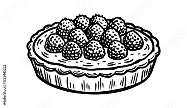 Obraz raspberry pie black and white illustration