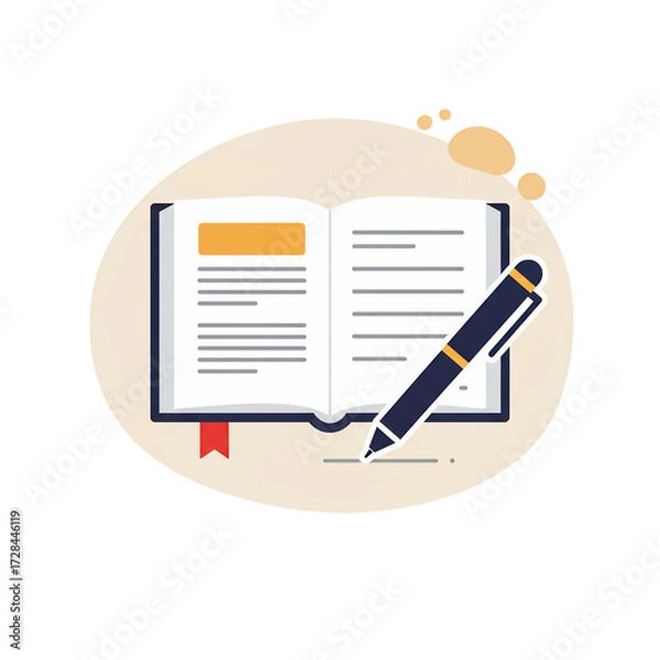 Obraz Open Book Education App Icon Flat Design